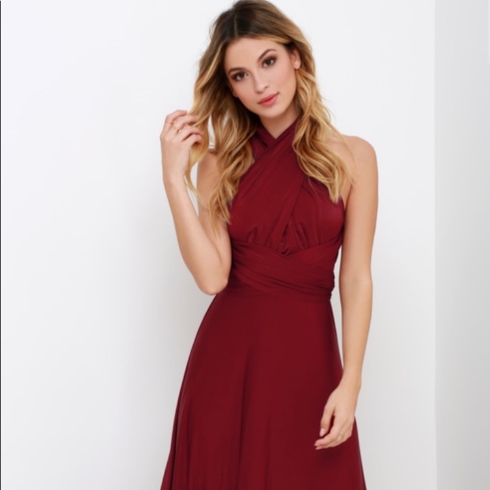 Convertible Burgundy Maxi Dress